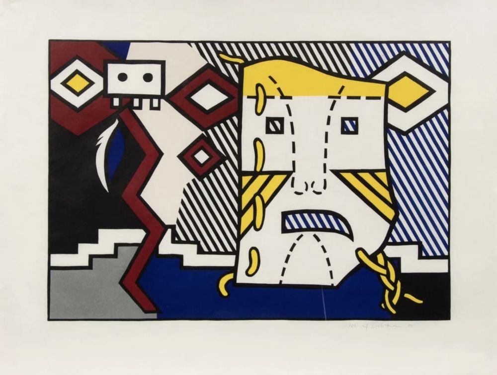 Woodcut Lichtenstein - American Indian Theme V