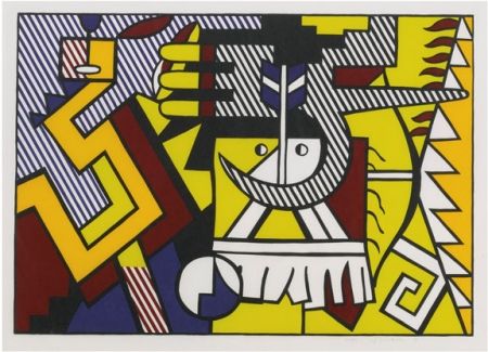 Woodcut Lichtenstein - American Indian Theme VI