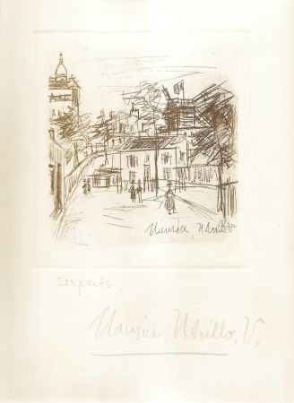 Etching Utrillo -  Amitiés de Montmartre