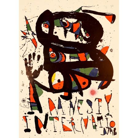 Lithograph Miró - AMNESTY INTERNATIONAL 1975. Lithographie. Tirage de luxe sur Arches.