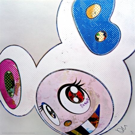 Lithograph Murakami - And Then x6 (White: The superflat method, pink and blue ears)