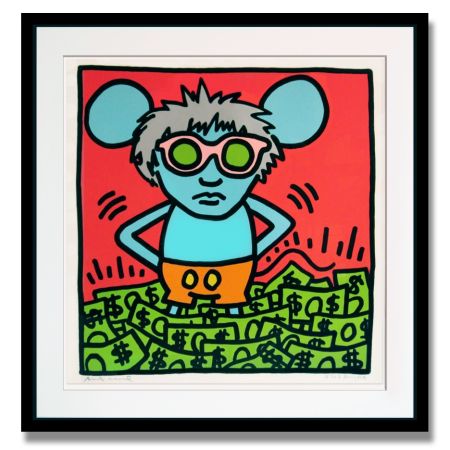 Screenprint Haring - Andy Mouse (A - Red)