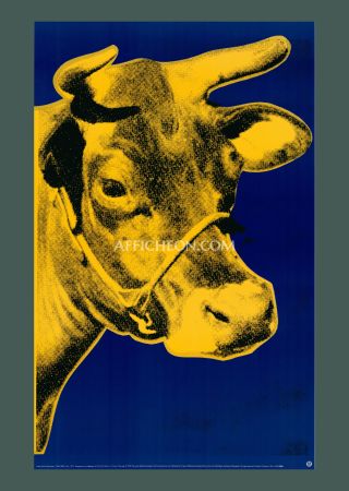 Lithograph Warhol - Andy Warhol: 'Cow (Blue)' 1992 Offset-lithograph