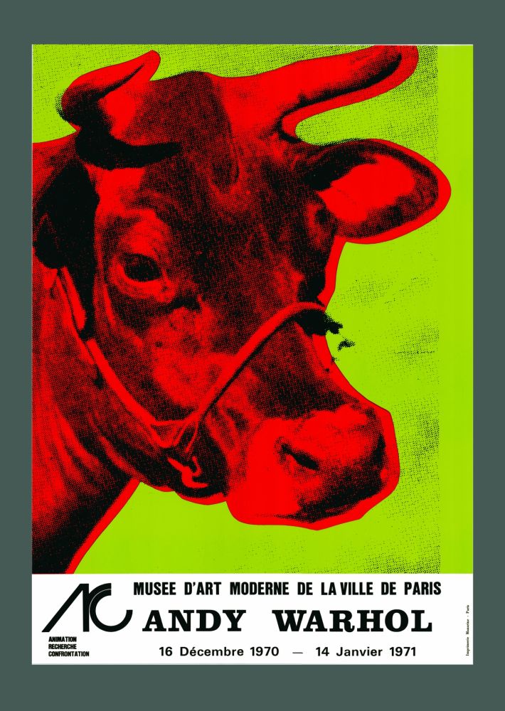 Lithograph De Andy Warhol Andy Warhol Cow Wallpaper Green 1970 Hand Signed Original Pop Art Poster On Amorosart