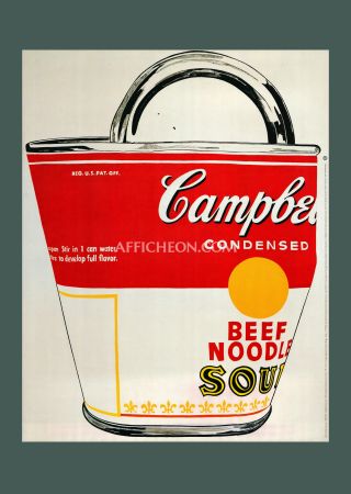 Lithograph Warhol - Andy Warhol: 'Crushed Campbell's Soup Can (Beef Noodle)' 1993 Offset-lithograph
