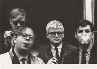 Photography Hopper - Andy Warhol, Henry Geldzahler, David Hockney and Jeff Goodman