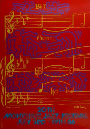 Screenprint Haring - (& Andy Warhol) Montreux Jazz Festival, 1986