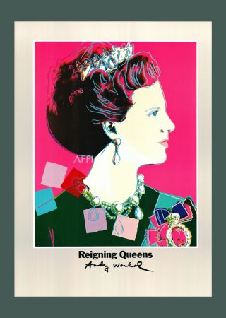 Lithograph Warhol - Andy Warhol: 'Reigning Queens (Margrethe II)' 1986 Offset-lithograph