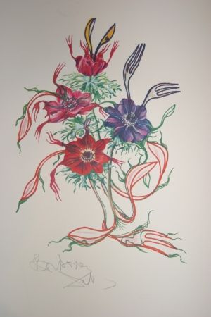 Lithograph Dali - Anemone (surrealistic flowers)