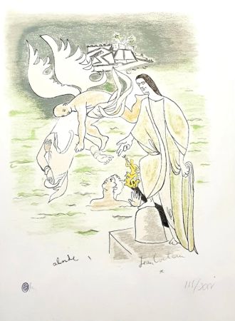 Lithograph Cocteau - Angel