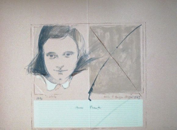 Linocut Bru - Anne Frank