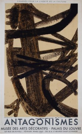 Lithograph Soulages - Antagonismes, 1960 - Hand-signed