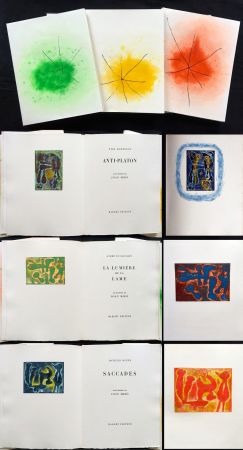 Illustrated Book Miró - ANTI-PLATON - LA LUMIÈRE DE LA LAME - SACCADES. 3 volumes. 24 EAUX-FORTES (1962).