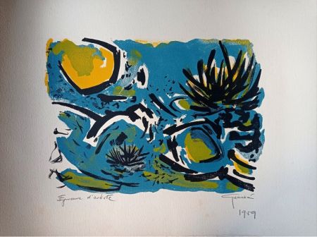 Lithograph Unknown - Antonio Guansé - Water Lilies, 1959, Hand-Signed  Lithograph