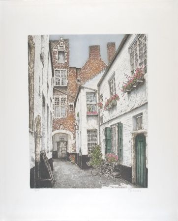 Engraving Hebbelinck - Antwerpen : Vlaeyckensgang - Den Grooten Baers