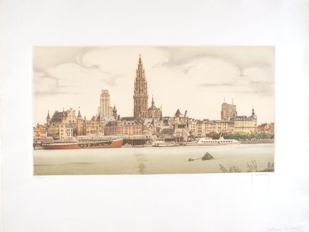 Engraving Hebbelinck - Anvers : De Schelde