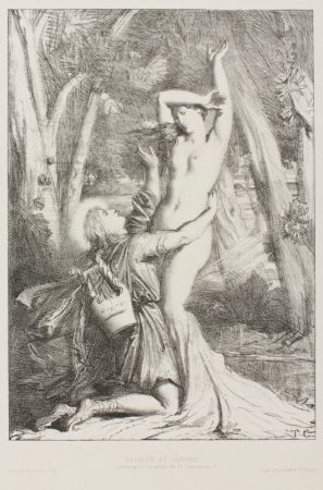 Lithograph Chassériau - Apollon et Daphne