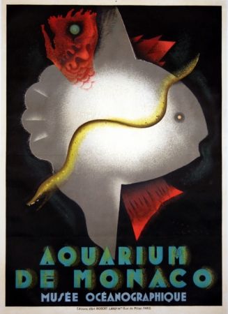 Lithograph Carlu - Aquarium de Monaco