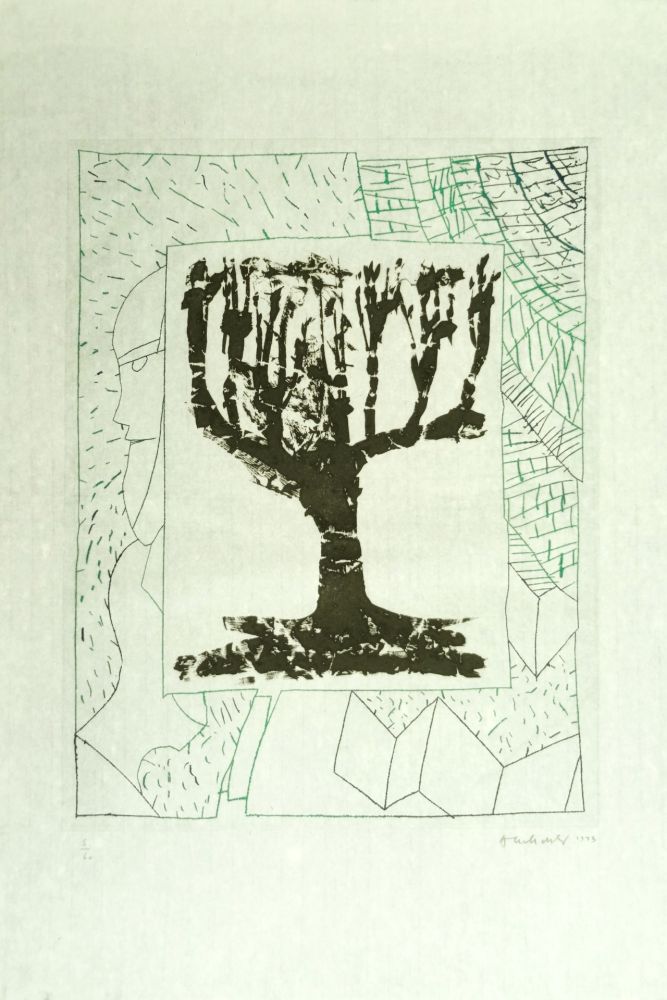 Etching Alechinsky - Arbre central, au vert 