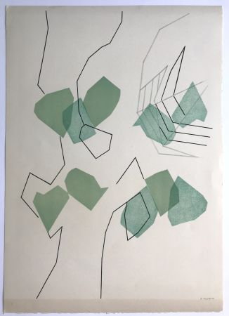 Lithograph Beaudin - Arbre et feuilles I ( (feuilles évadées)