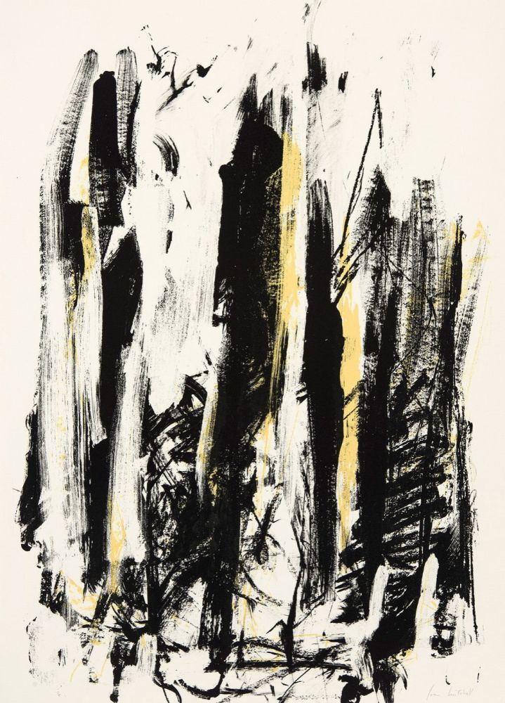 Lithograph Mitchell - Arbres (Black and Yellow)