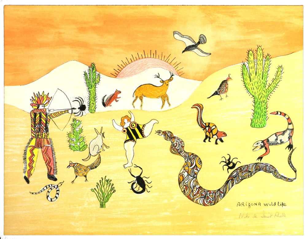 Lithograph De Saint Phalle - Arizona Wild life