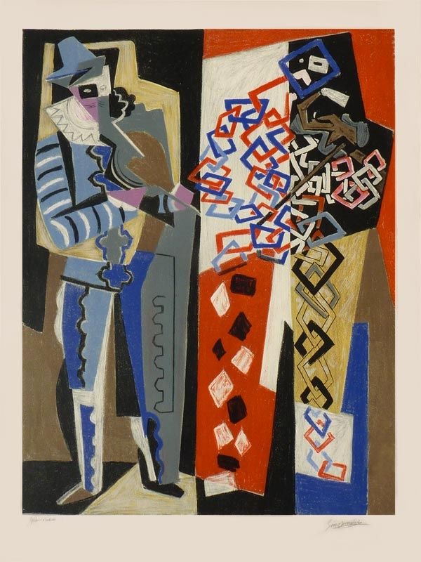 Lithograph Severini - Arlecchino e Pedrolino