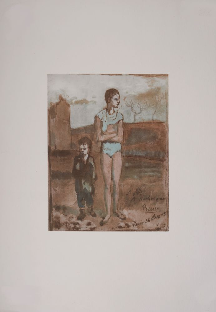 Lithograph Picasso (After) - Arlequin et garçon, 1946