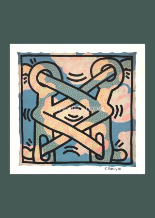 Lithograph Haring - 'Art Attack on Aids' 1985 Offset-lithograph (Hand-signed)fset-lithograph (Hand-signed)