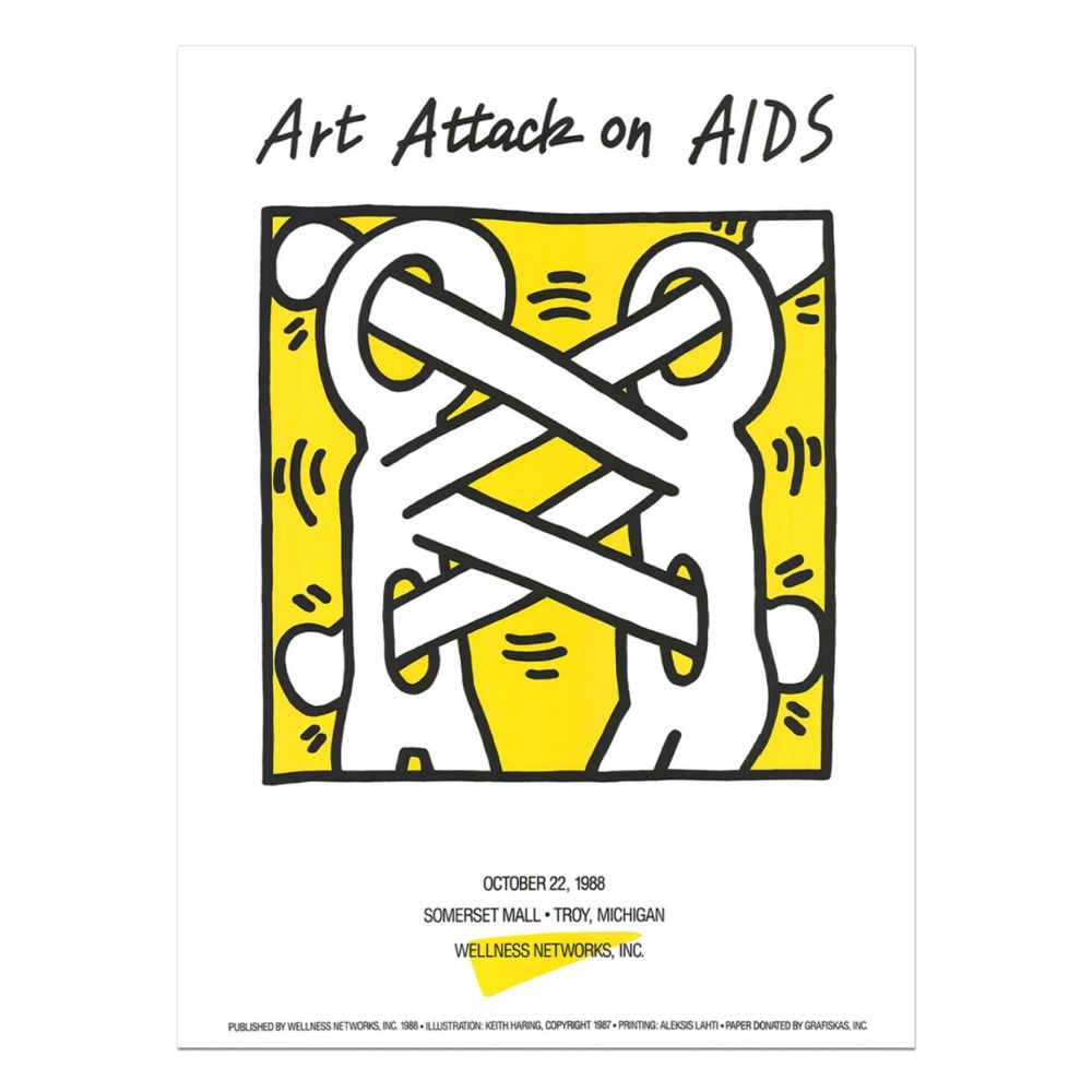 Screenprint Haring - Art Attack on Aids Vintage Poster