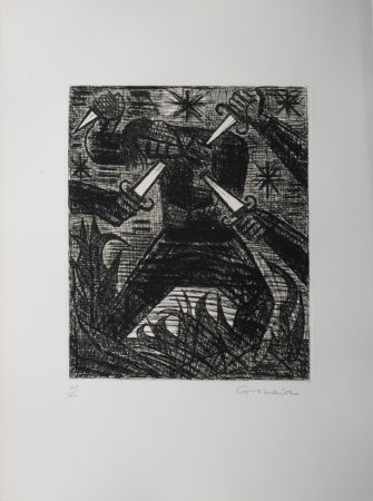Engraving Gromaire - ​​​​​​​Assasinat de Banquo, 1958