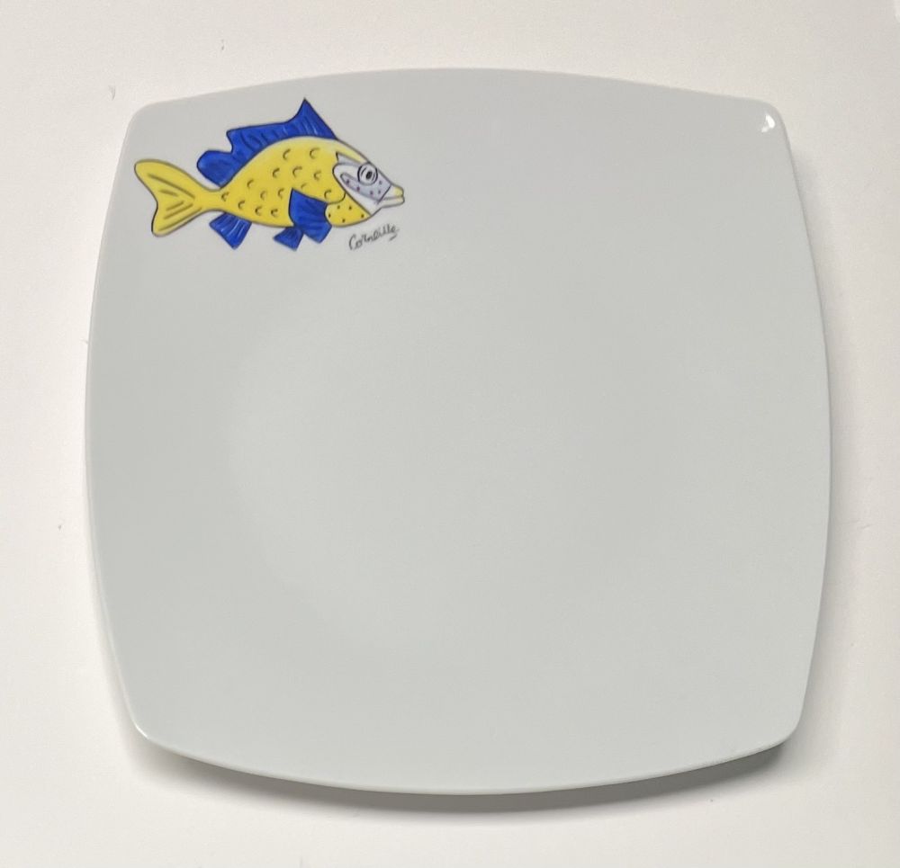 Ceramic Corneille - Assiette Poisson Porcelaine de Limoges peinte à la main