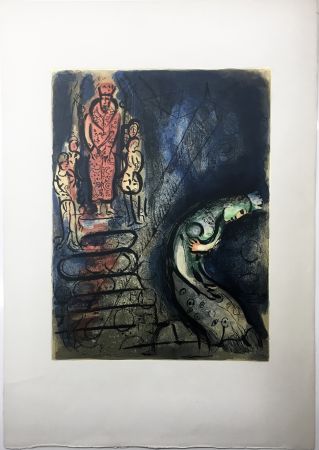 Lithograph Chagall - ASSUÉRUS CHASSE VASTHI (Dessins pour la Bible. 1960)