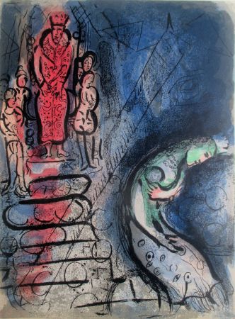 Lithograph Chagall - Assuérus chasse Vashti