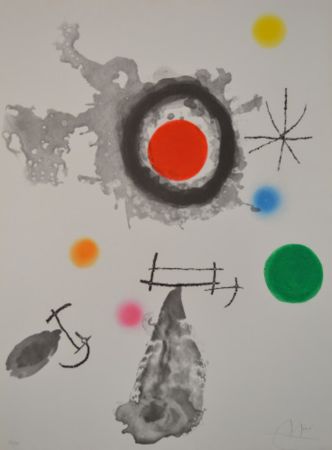 Etching And Aquatint Miró - Astre Et Fumee - D424