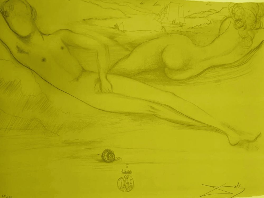 Lithograph Dali - At The Beach