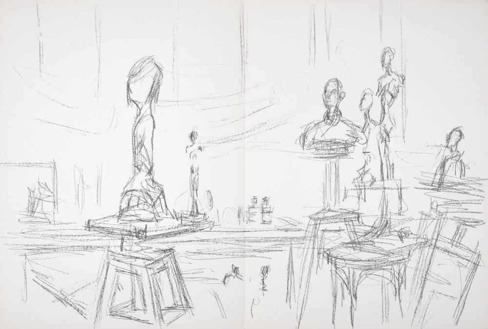 Lithograph Giacometti - Atelier et sculptures, 1961