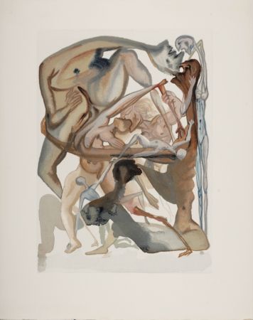 Woodcut Dali - Au bord du 7ème Bolge, 1963