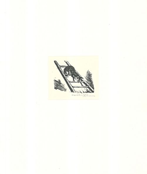 Woodcut Klemm - Auf der Leiter
