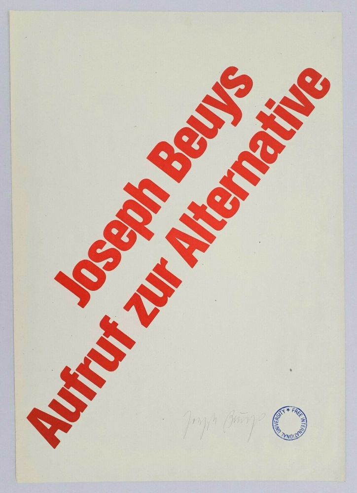 Lithograph Beuys - Aufruf zur Alternative