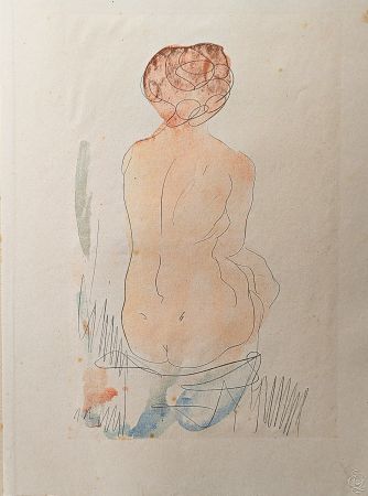 Lithograph Rodin - Auguste RODIN, Nude 2, 1920, Twelve Watercolours of Auguste Rodin, 1920