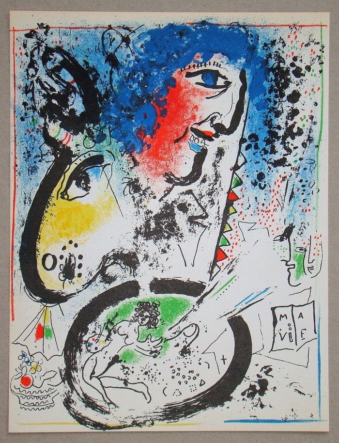 Lithograph Chagall - Autoportrait