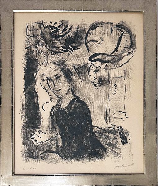 Lithograph Chagall - Autoportrait au visage gris