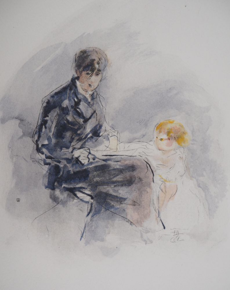 Lithograph Morisot - Autoportrait avec sa fille