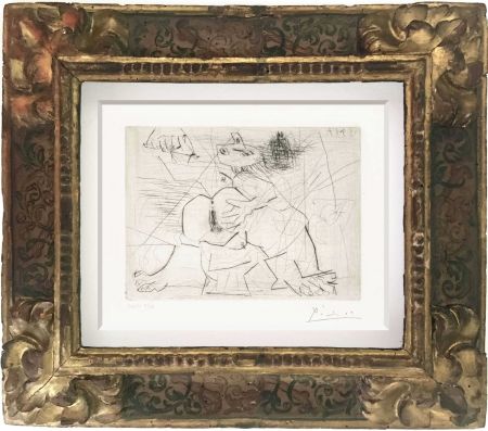 Etching Picasso - Aux quatre coins de la pièce, from Hommage à Roger Lacourière