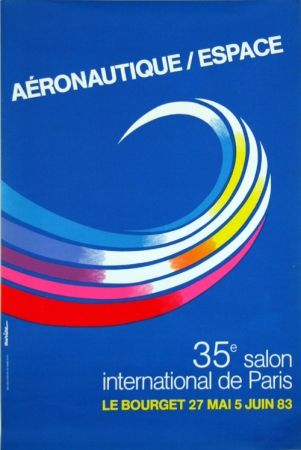 Lithograph Auriac - Aéronautique Espace  Salon du  Bourget