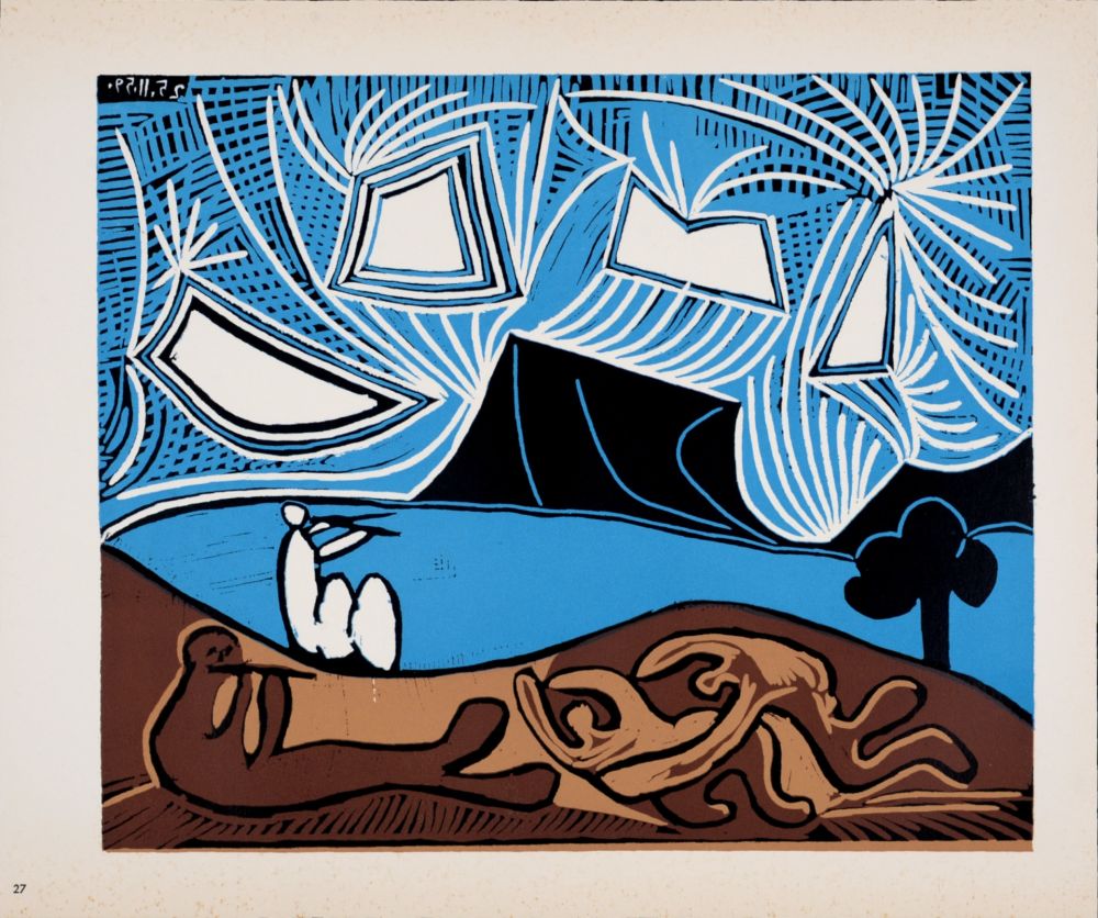 Linocut Picasso - Bacchanale, 1962