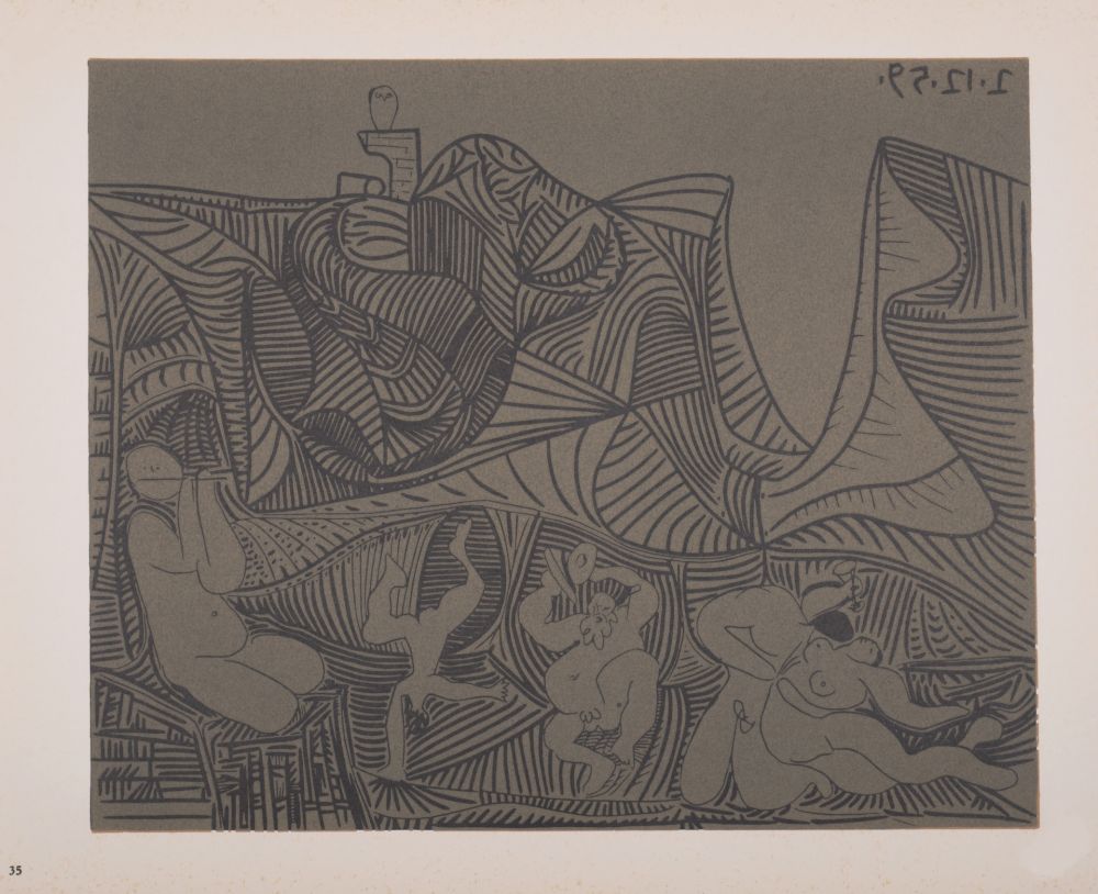 Linocut Picasso (After) - Bacchanale au hibou, 1962