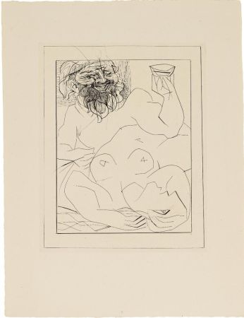 Etching Picasso - Bacchus et femme nue étendue