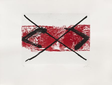 Etching Tàpies - Bande rouge 